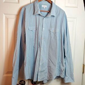 Calvin Klein Blue Plaid Long Sleeve Button Shirt